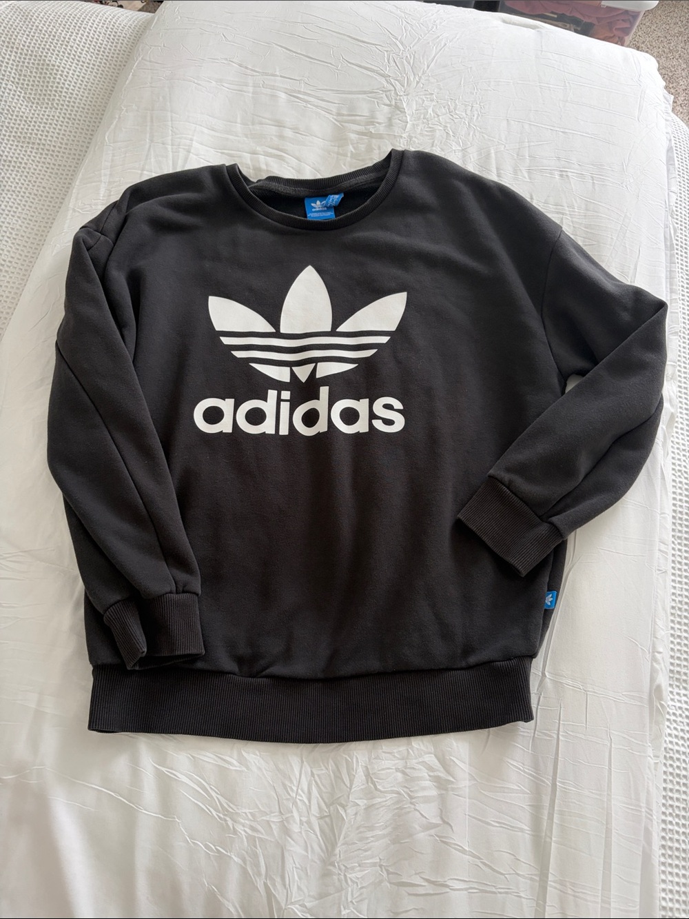 adidas Black Crewneck Sweatshirt with White Trefoil Logo
